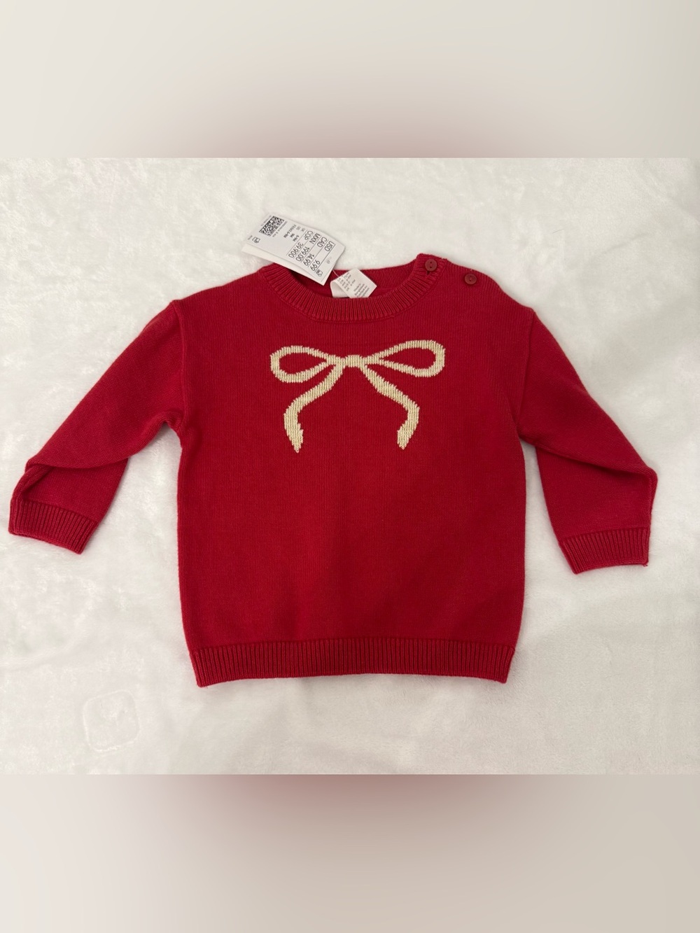 Baby red bow knit sweater